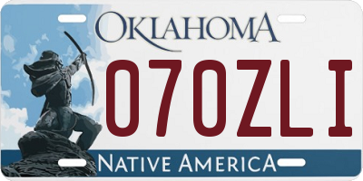 OK license plate 070ZLI