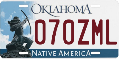 OK license plate 070ZML