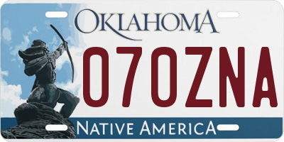 OK license plate 070ZNA