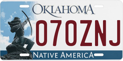 OK license plate 070ZNJ