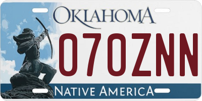 OK license plate 070ZNN