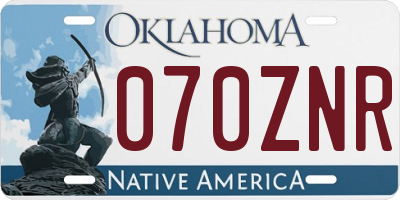 OK license plate 070ZNR
