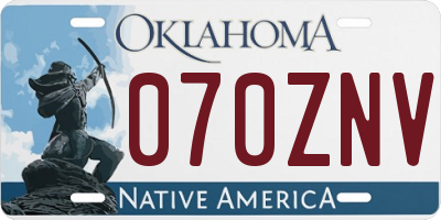 OK license plate 070ZNV