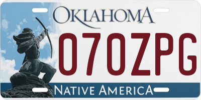OK license plate 070ZPG