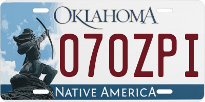 OK license plate 070ZPI