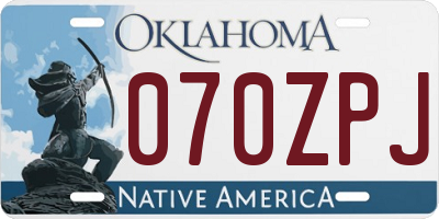 OK license plate 070ZPJ