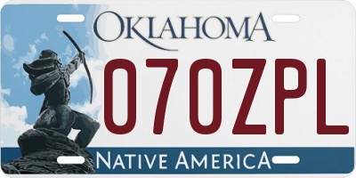OK license plate 070ZPL
