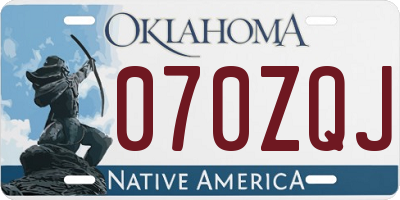 OK license plate 070ZQJ