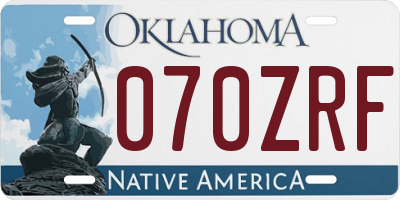 OK license plate 070ZRF