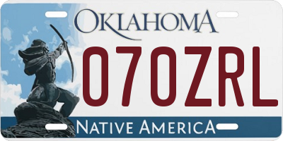 OK license plate 070ZRL