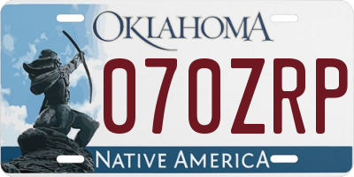 OK license plate 070ZRP