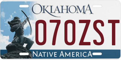 OK license plate 070ZST