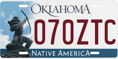 OK license plate 070ZTC