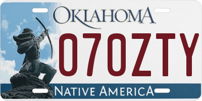 OK license plate 070ZTY