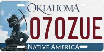 OK license plate 070ZUE