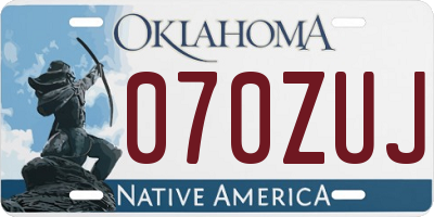OK license plate 070ZUJ