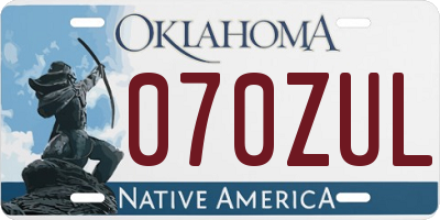 OK license plate 070ZUL