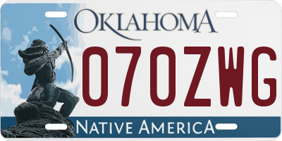 OK license plate 070ZWG