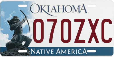 OK license plate 070ZXC