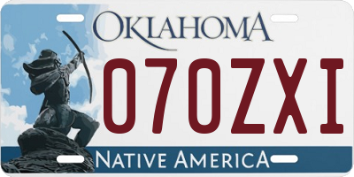 OK license plate 070ZXI