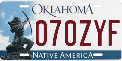 OK license plate 070ZYF