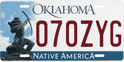 OK license plate 070ZYG