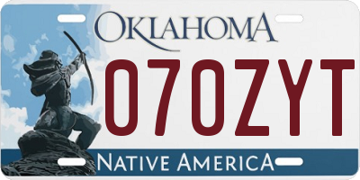 OK license plate 070ZYT