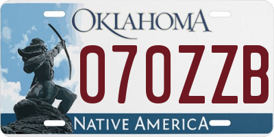 OK license plate 070ZZB