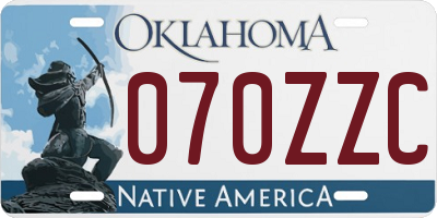 OK license plate 070ZZC