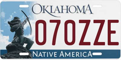 OK license plate 070ZZE