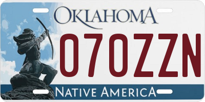OK license plate 070ZZN