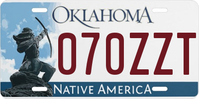 OK license plate 070ZZT