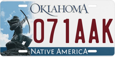 OK license plate 071AAK