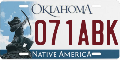 OK license plate 071ABK