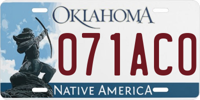 OK license plate 071ACO