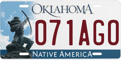 OK license plate 071AGO