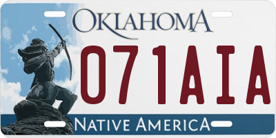 OK license plate 071AIA