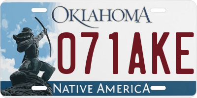 OK license plate 071AKE