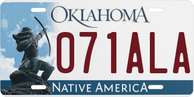 OK license plate 071ALA