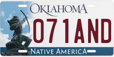 OK license plate 071AND