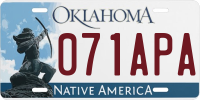 OK license plate 071APA