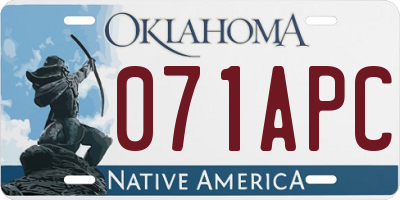 OK license plate 071APC