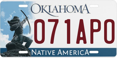 OK license plate 071APO