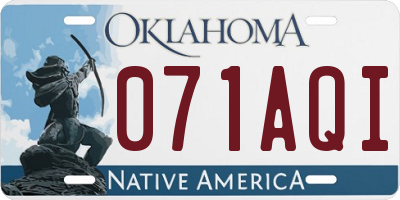 OK license plate 071AQI