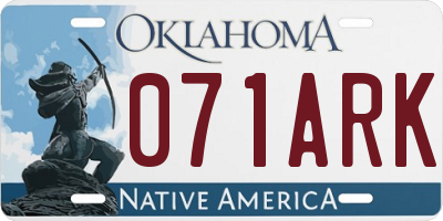 OK license plate 071ARK