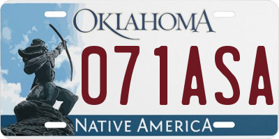 OK license plate 071ASA