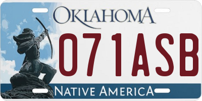 OK license plate 071ASB