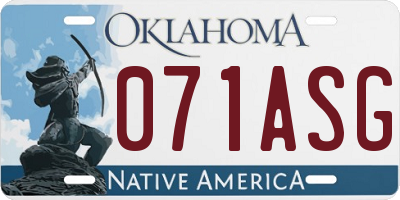 OK license plate 071ASG