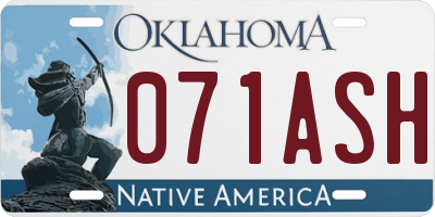 OK license plate 071ASH