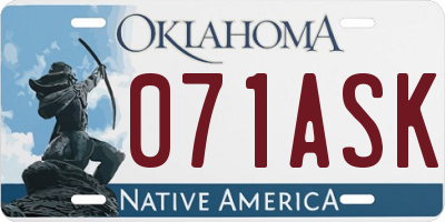 OK license plate 071ASK